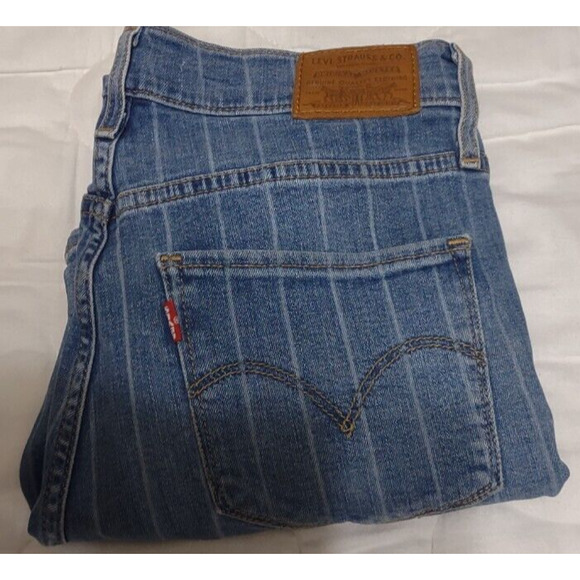 Levis Premium Jeans 724 Women's 28 High Rise Straight Leg Blue Wide Stripe Ankle - Picture 12 of 12